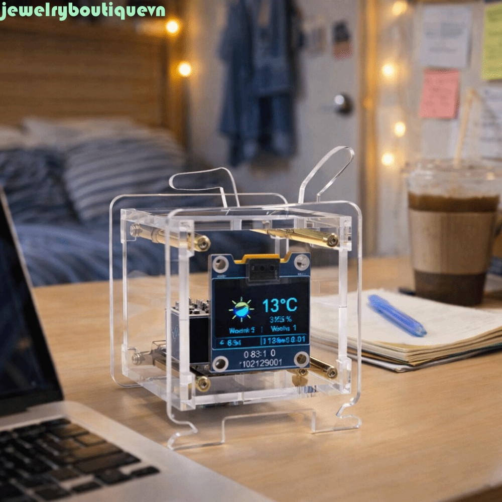 Bộ đồng hồ dự báo thời tiết JEWE, Bộ đồng hồ kỹ thuật số kết nối Wi-Fi đa chức năng 2.4GHz, Màn hình