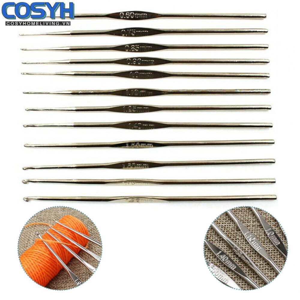<cosyh>Knitting Needle Hand Knitting Tools Iron Crochet Set Metal 12cm Length