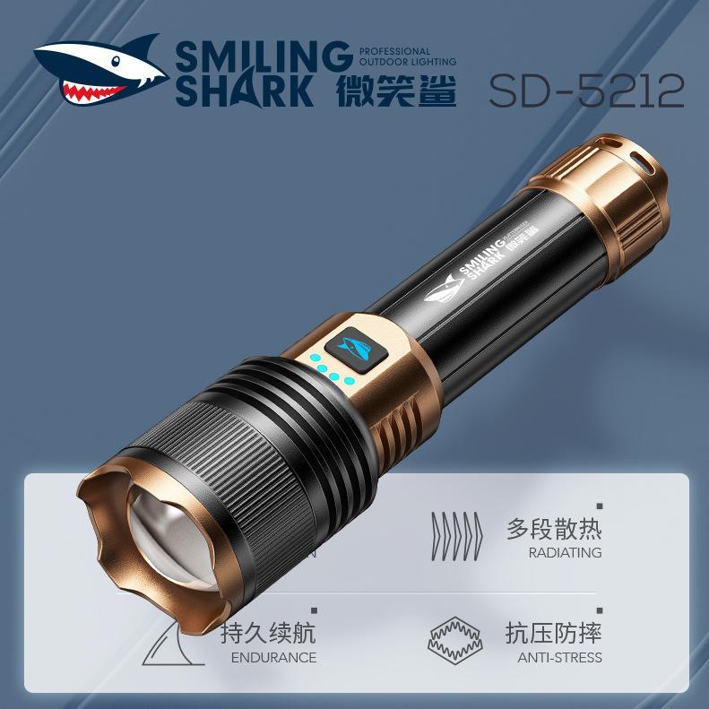 Smile Shark White Laser Siêu Sáng M80 Đen Vàng Đèn Pin Zoom Ngoài Trời Cavitation Đi Bộ Đường Dài LE