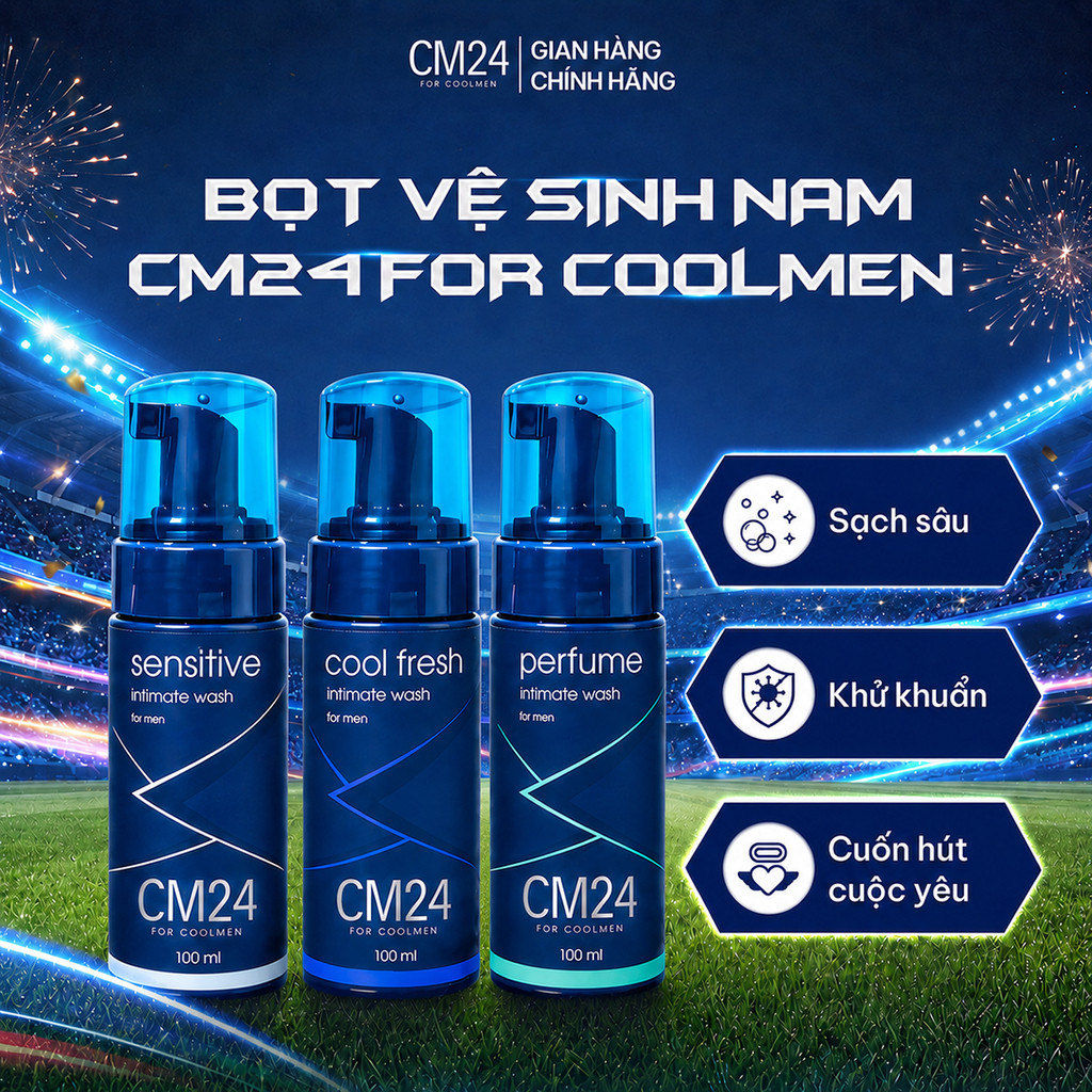 Bọt vệ sinh nam giới CM24 For Coolmen Sạch Sâu, Khử Mùi, Ngăn Nấm Ngứa Hiệu Quả 100ml