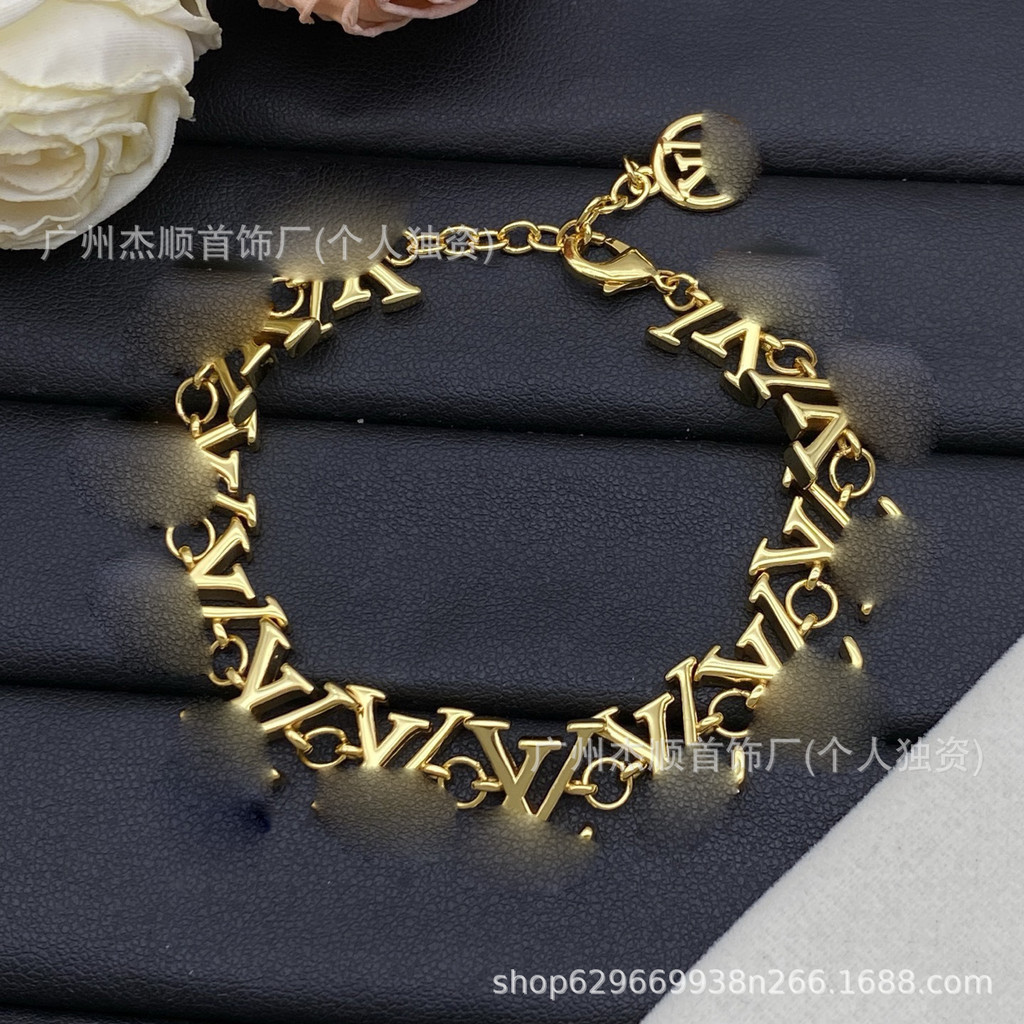 V Letter Bracelet for Women, Vintage Jewelry
