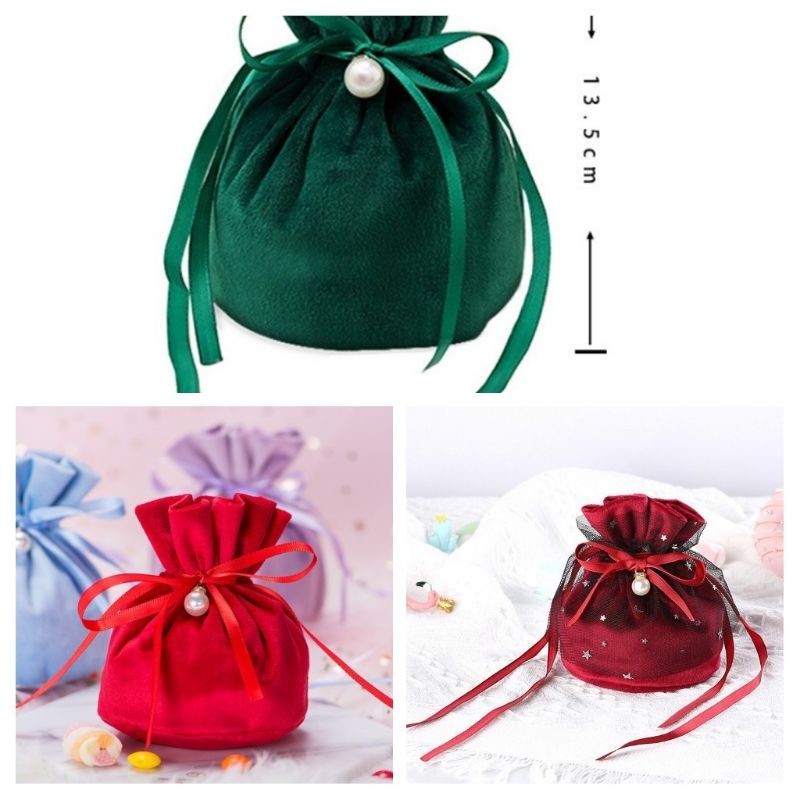 Túi nhung dây rút đựng quà size 12x15