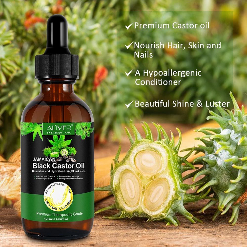 Aliver Jamaican Black Castor Oil Boost Eyelash Brow And Hair Growth Hydrate Scalp And Lash Skin Cont