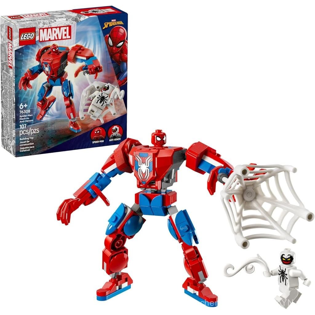 LEGO Marvel Spider-Man Mech vs. Bộ đồ chơi xây dựng Anti-Venom - Đồ chơi người nhện cho trẻ em, bé t