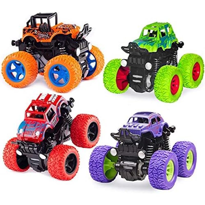 Monster Truck Toys - Friction Powered Toy Cars Push and Go Trucks Toy for Toddlers Kids Age 2-4 3-5 