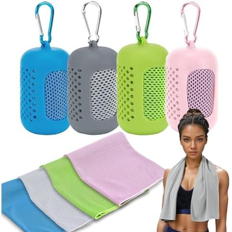 4 Pack Cooling Towels (40"x12"), Microfiber Chilly Towels Soft Breathable Gym Ice Towel for Workout,