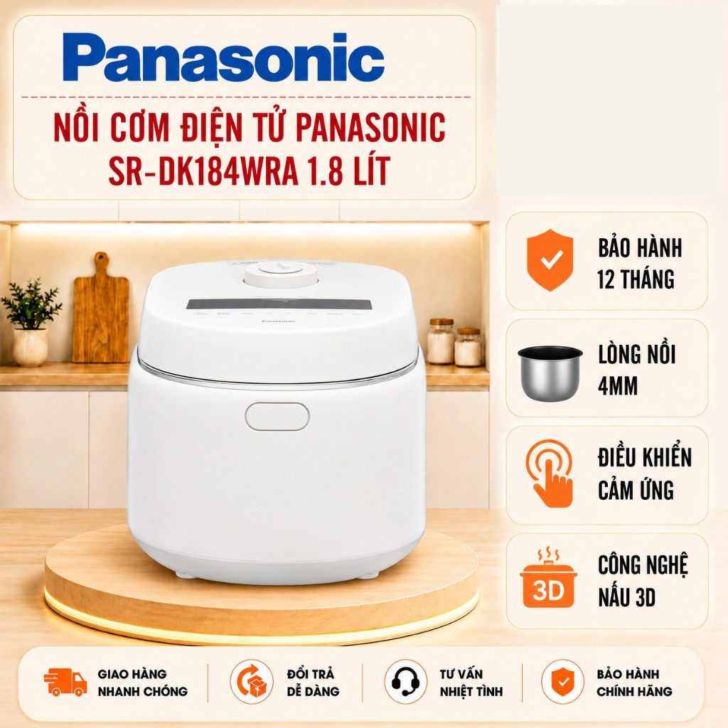 [Hỏa tốc 2h] Nồi cơm điện tử Panasonic SR-DK184WRA 1.8 lít & SR-DK104WRA 1.0 lít, lòng nồi 4mm