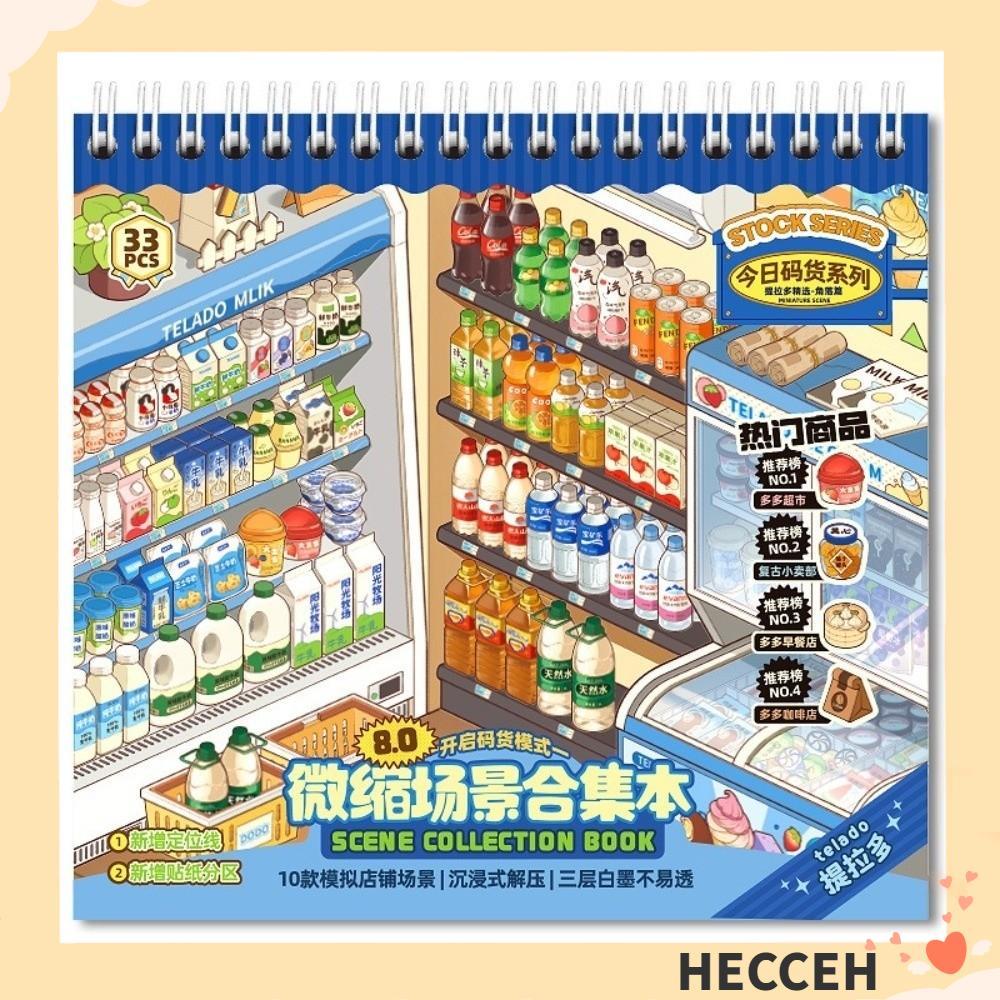 Nhãn dán phong cảnh HECCEH, 10 cảnh 33 tờ Nhãn dán cảnh cửa hàng dễ thương, Nhãn dán thu nhỏ PET cỡ 
