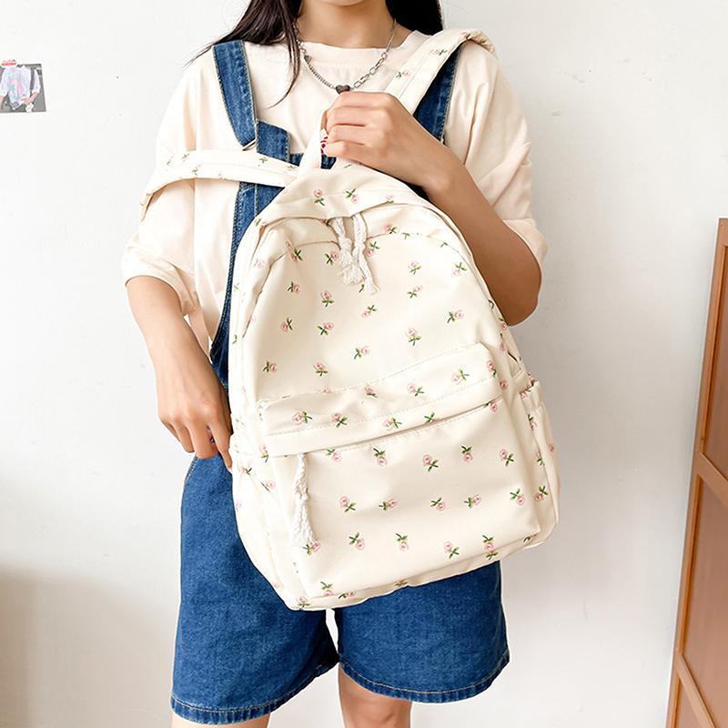 [Boutique1] Túi đi học hình hoa Bapa màu trắng dành cho bé gái tuổi teen Túi sách Bapa nữ dễ thương 