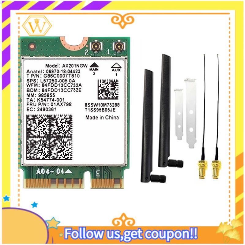 Thẻ WiFi AX201NGW với Ăng-ten 8DB Wi-Fi 6 2974Mbps 2.4Ghz / 5Ghz BT5.2 Bộ chuyển đổi thẻ mạng không 