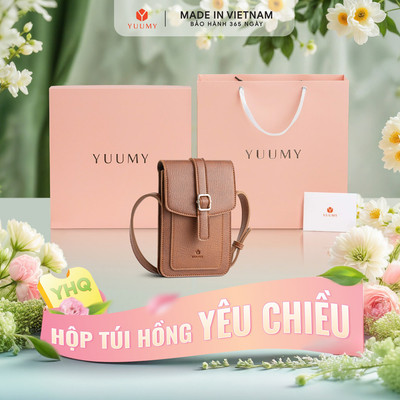 Bộ hộp quà YUUMY (Túi đeo chéo nữ YUUMY YN248 + Hộp quà YHQ2 + Túi giấy YTG2 + Túi rút BVR3838 + Thiệp cảm ơn YBT1)