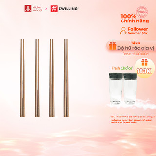 ZWILLING - Bộ Đũa Ăn Minimal Màu Vàng Hồng - 4 Cặp