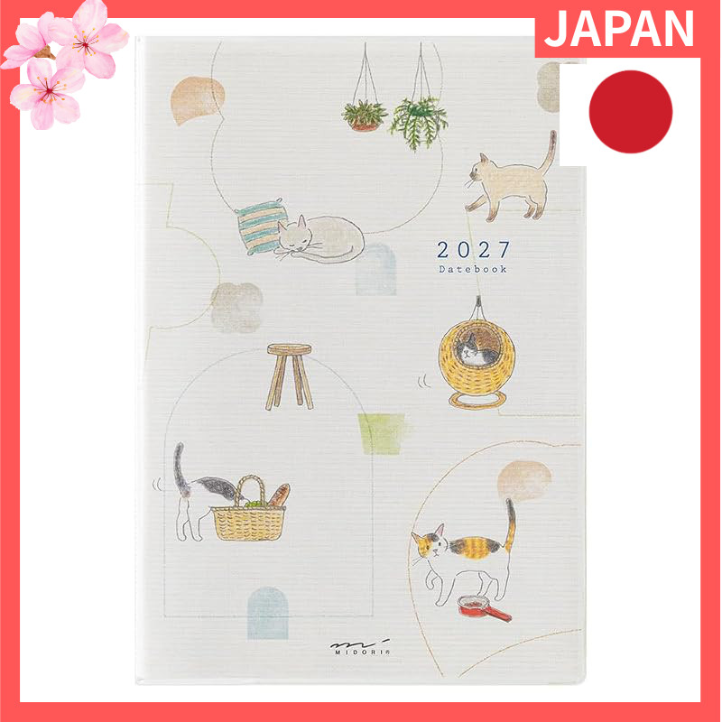 Midori Pocket Diary 2027 B6 Weekly Cat Pattern 22449006 (Starts January 2027)
