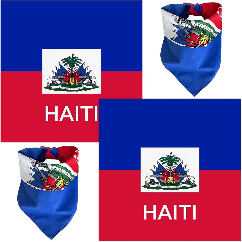 WEITBF 2 Gói Haiti Cờ Bandana Khăn quàng cổ Haiti Băng đô - Cotton, 22 x 22 inch