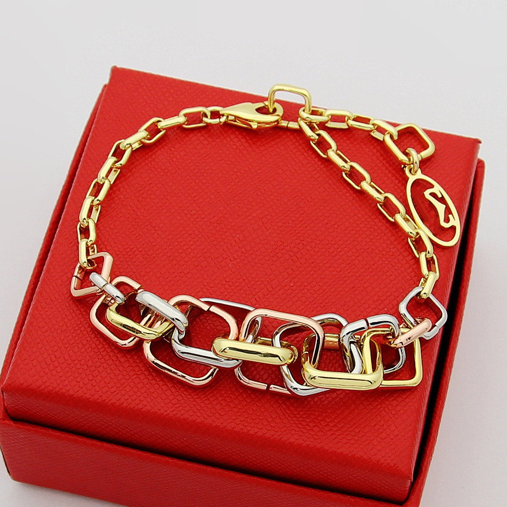 C6M2 Three-ring square jewelry, multi-color and multi-style square three-color bracelet, anniversary