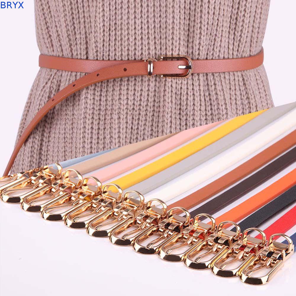 BRYX Dây thắt lưng mỏng Skinny Candy Color Fashion Women Dây da Pu có thể điều chỉnh