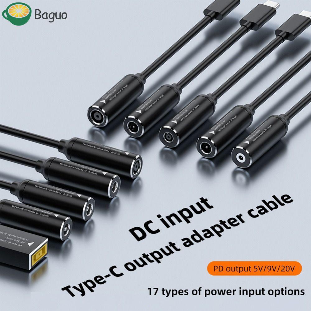 Cáp sạc BAGUO Type-C sang DC Jack, Cáp sạc DC đầu vào DC PD 65W sang Type-C, Tệp chuyển nhận dạng tự