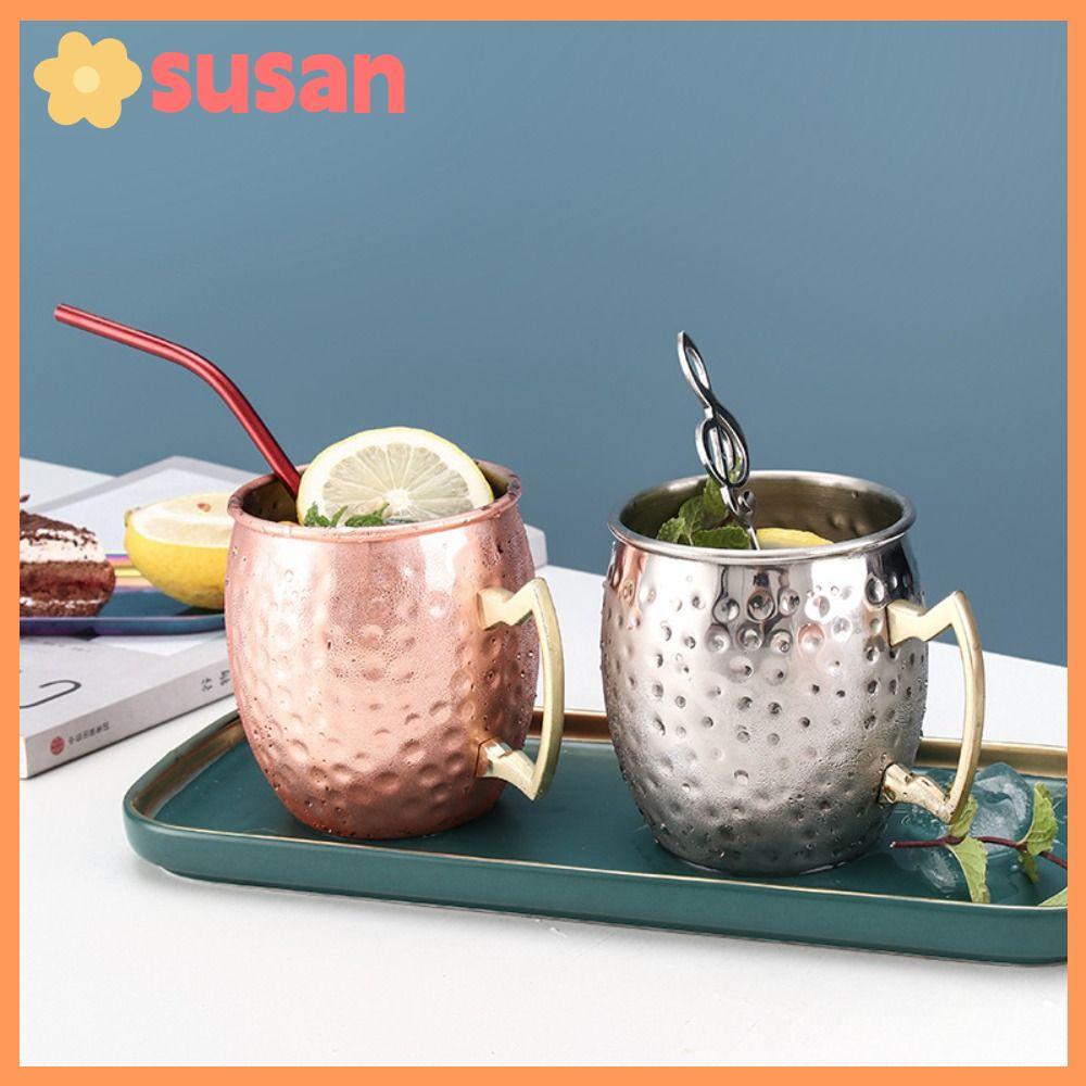 SUSANSU Hammer Point Cup, Moscow Mule Cốc dày, có tay cầm đinh tán chắc chắn Thủ công Búa mịn Moscow