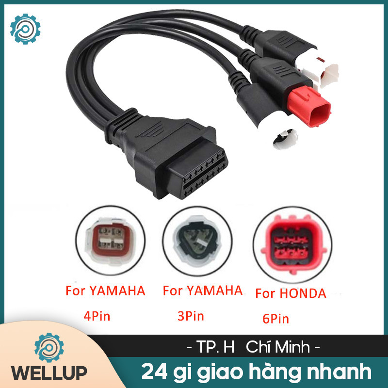 OT13 Dây Cáp Nối obd2 HONDA 6pin YAMAHA 3pin 4pin Sang 16pin obd2 YAMAHA 3+4pin 6pin HONDA to OBD 16