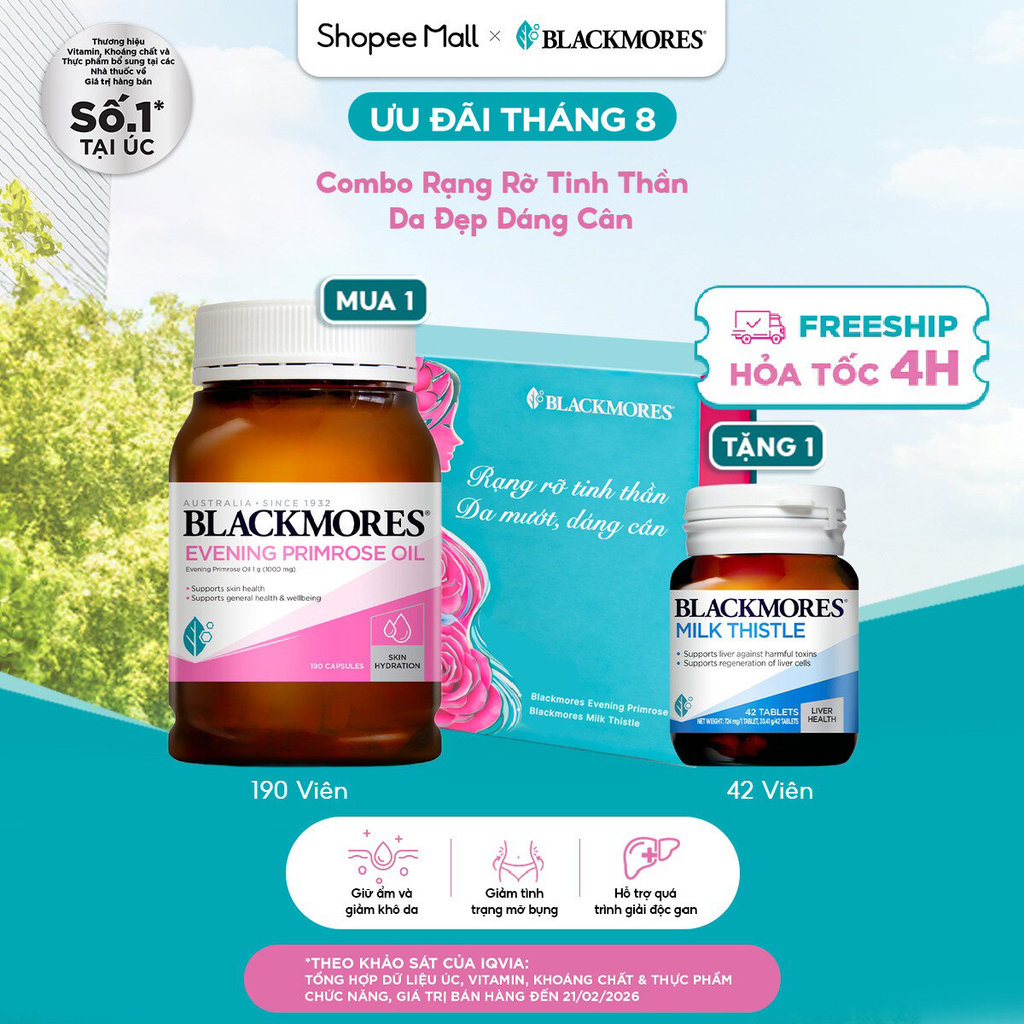 [AFF] [Date 28/05/27] Tinh Dầu Hoa Anh Thảo Blackmores Evening Primrose Oil Lọ 190 Viên
