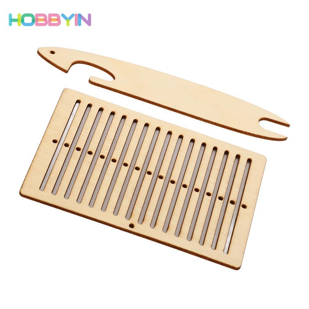 HOBBYIN 4 Bộ Dệt Dệt Dệt, Lược Dệt Nhanh Thiết Kế Thảm Bao Gồm Dụng Cụ Dệt Con thoi, Gỗ Di Động Cứng