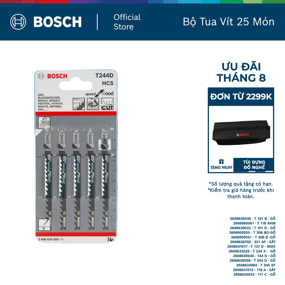 Lưỡi cưa lọng Bosch bộ 5 lưỡi