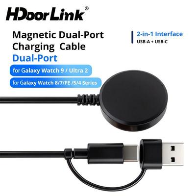 Cáp Sạc Từ Tính HdoorLink Cho Galaxy Watch 9 / 8 / 7 Ultra 2 2IN1 USB-A & USB-C Cáp Sạc Nhanh
