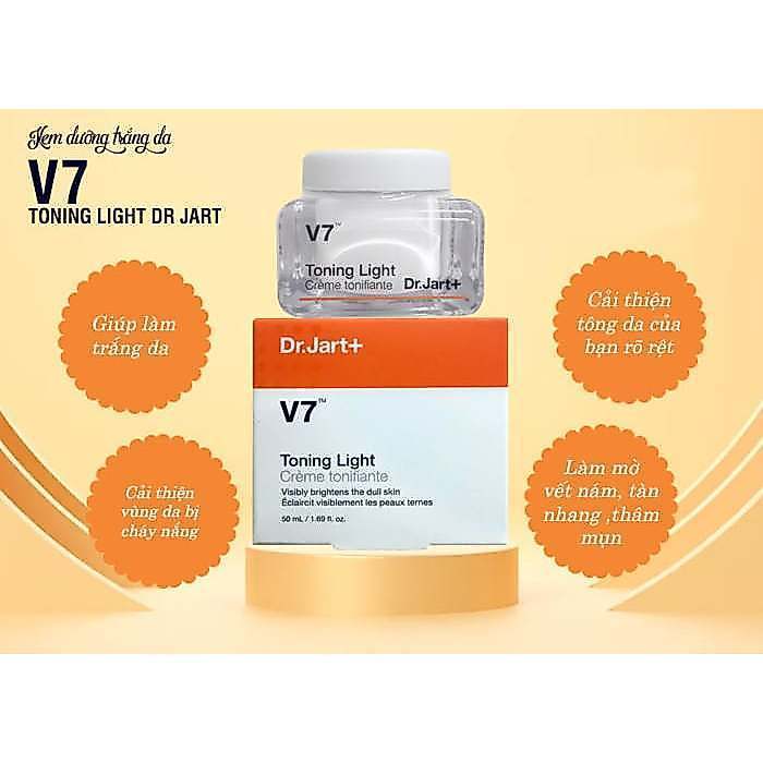 Kem Dưỡng Trắng Da V7 Toning Light  Hàn Quốc,  50Gr Dưỡng Trắng Căng Bóng, Nâng Tone