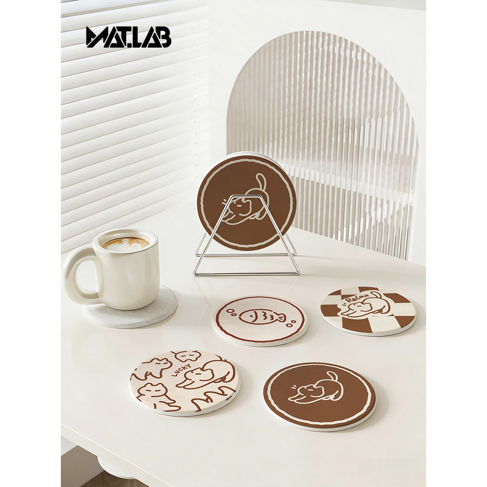 MATLAB Hoạt Hình Dễ Thương Động Vật Tròn Coaster Bàn Chống Trơn Trượt Cách Nhiệt Miếng Lót Cà Phê Có
