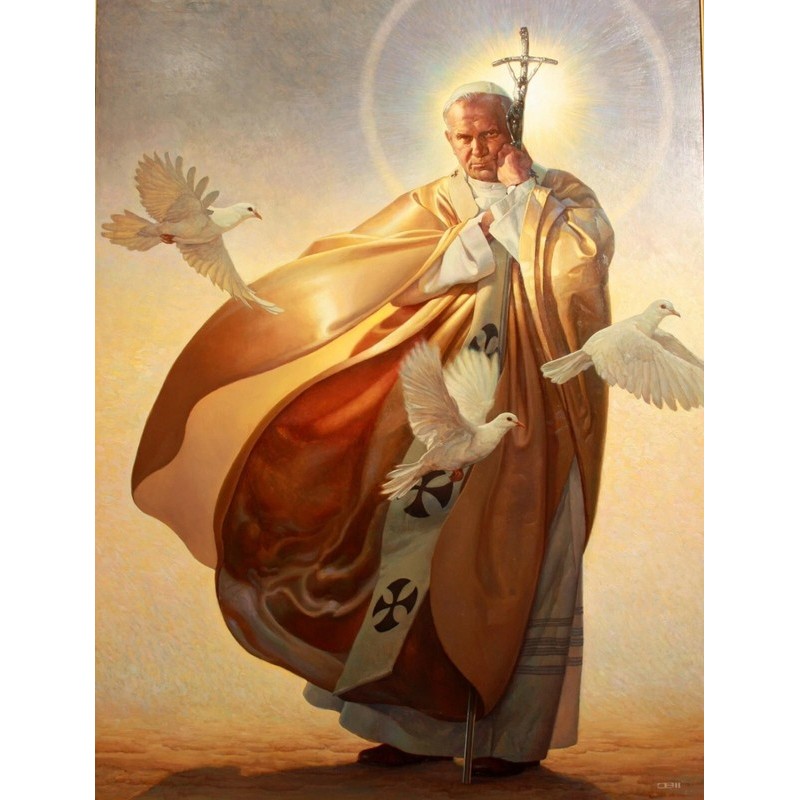 THOMAS BLACKSHEAR POPE JOHN PAUL II với Doves VINTAGE poster in trang trí nội thất