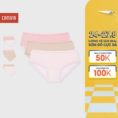 Combo 3 quần lót tam giác nữ CANIFA dáng hípter phối viền ren thoáng khí thấm hút tốt 6US26A003