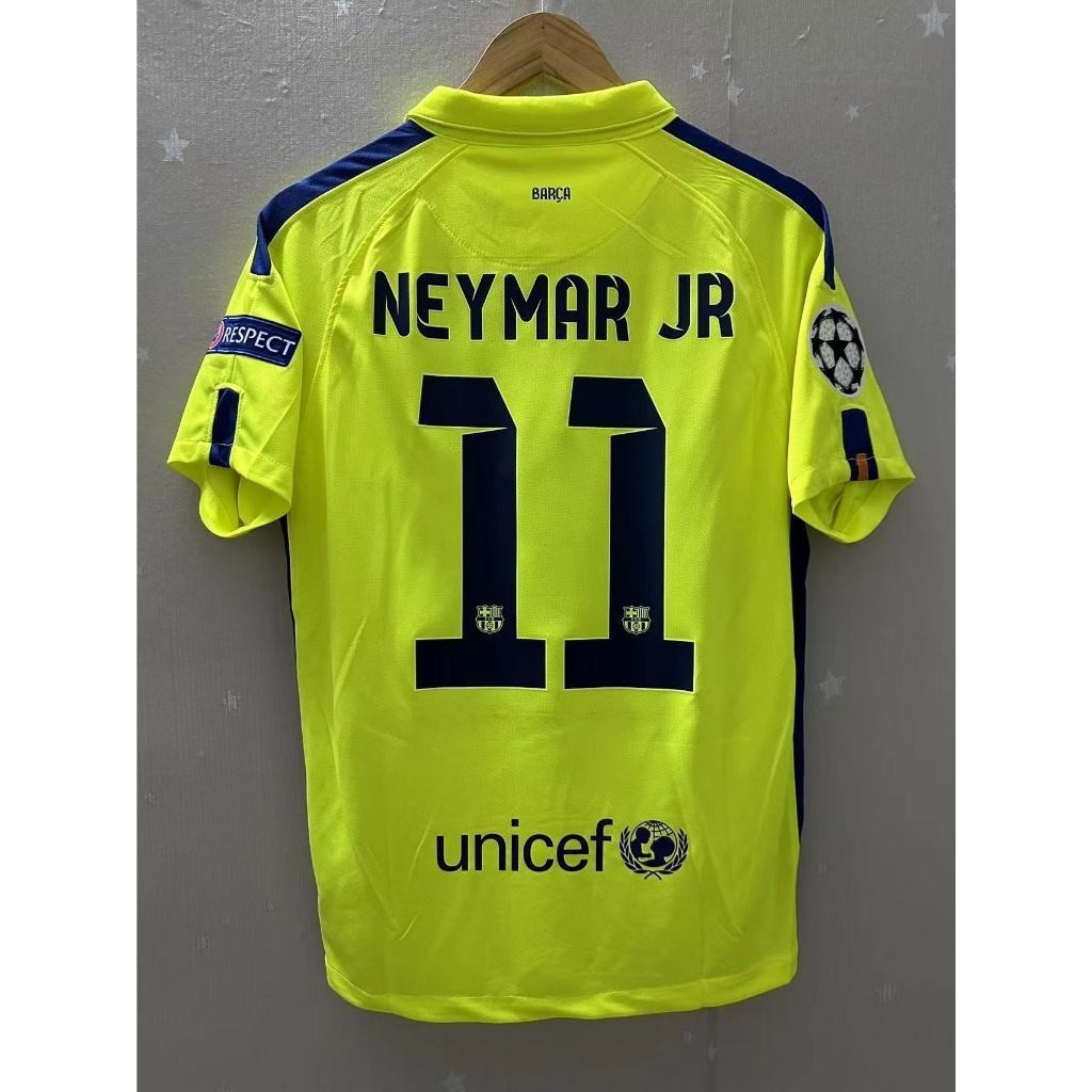 Áo Bóng Đá Retro 14-15 Barcelona MESSI SUARZ NEYMAR JR Sân Khách Áo Bóng Đá Tùy Chỉnh Áo Thun