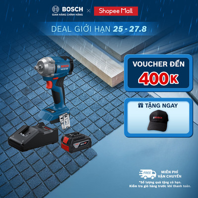 Máy siết ốc dùng pin Bosch GDS 18V-350 Solo + Bộ Sạc GAL 18V-40 và 1 Pin GBA 4.0Ah MỚI