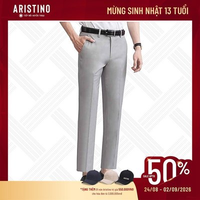 ARISTINO Quần Âu Nam Cropped ATR00803 Họa Tiết Kẻ Chìm Tinh Tế Quần Tây Công Sở Mềm Mại Thoáng Mát Co Giãn