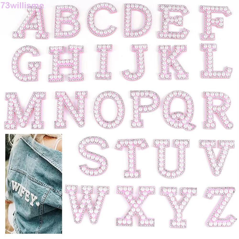 WILLISME 26 Cái 26 Chữ Applique, A-Z Alphabe Bảng Chữ Cái Tiếng Anh Kim Cương Giả Miếng Dán Chữ Cái,