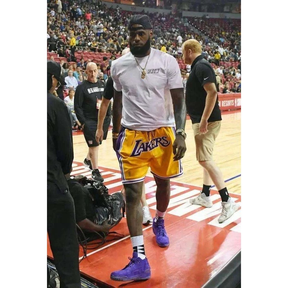 Quần Short Bóng NBA Lakers Big LOGO Quần Short Bóng Bốn Túi James Kiss Cùng Phong Cách Ngôi Sao Cùng