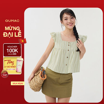 Áo Kiểu Nữ Gmorning - GUMAC Form Suông Sát Nách Chất Liệu Kate Sọc Thanh Lịch Trẻ Trung Phù Hợp Mùa Hè YAG06020