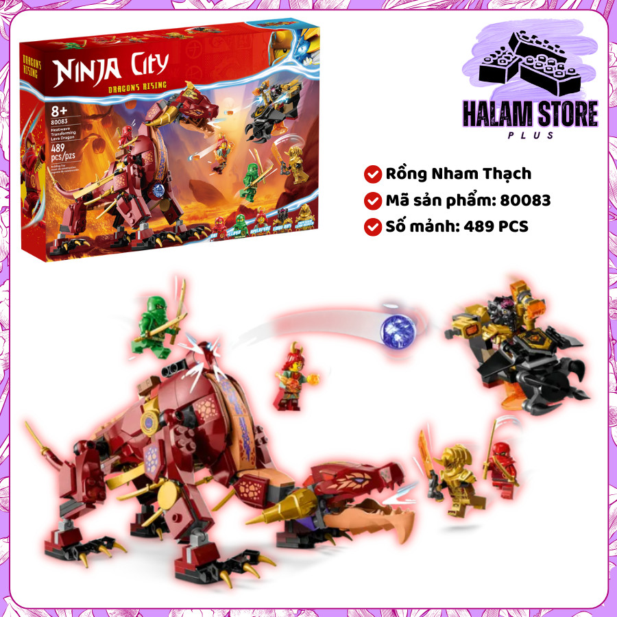 [Bản đẹp] Đồ chơi sưu tầm Ninjago Dragons Rising 80083 Lava Dragon - Mô hình Rồng Lửa của Kai