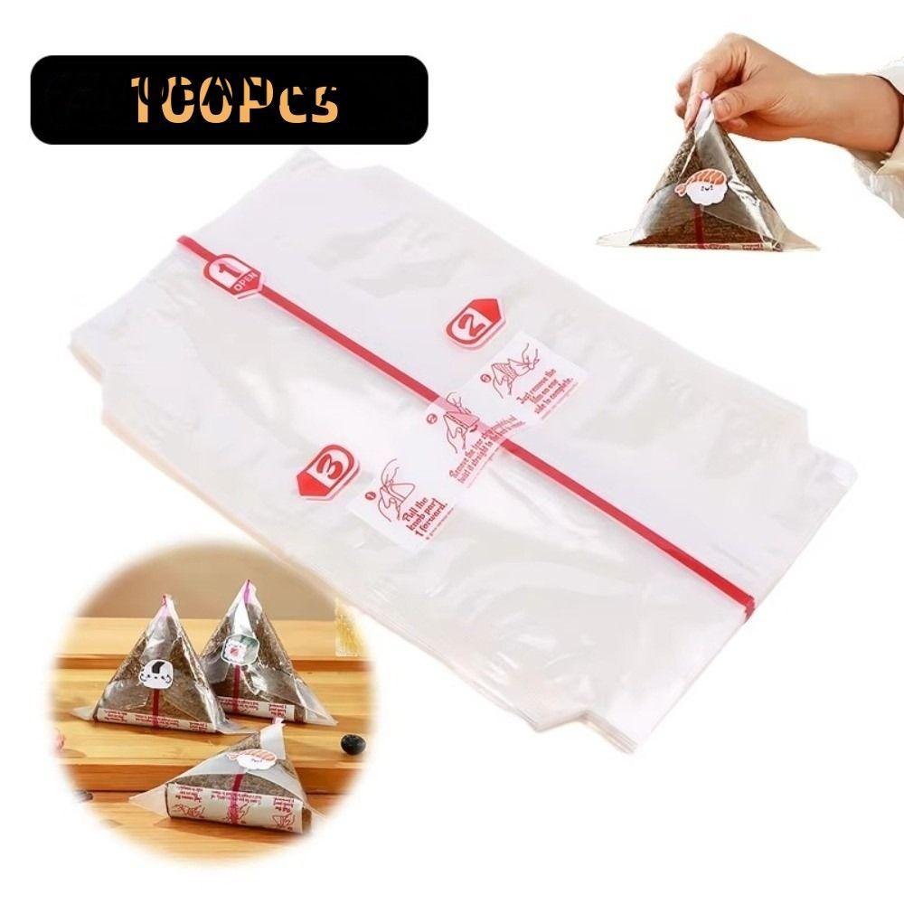 MOBANINA 100 Chiếc Túi Sushi Onigiri, PP Dùng Một Lần Nori Tam Giác Cơm Túi Đóng Gói, Hai Lớp Nori R