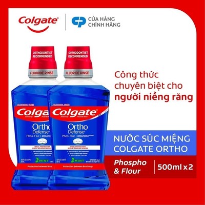 Combo 2 Nước súc miệng Colgate Ortho với công thức chuyên biệt cho người niềng răng 500ml