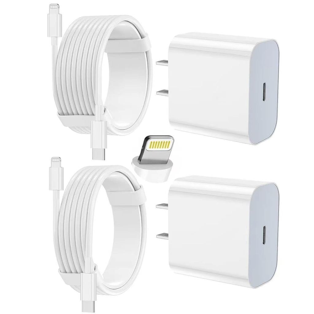 iPhone Charger Fast Charging 2 Pack Type C Wall Charger Block with 2 Pack [6FT&10FT] Long USB C to L