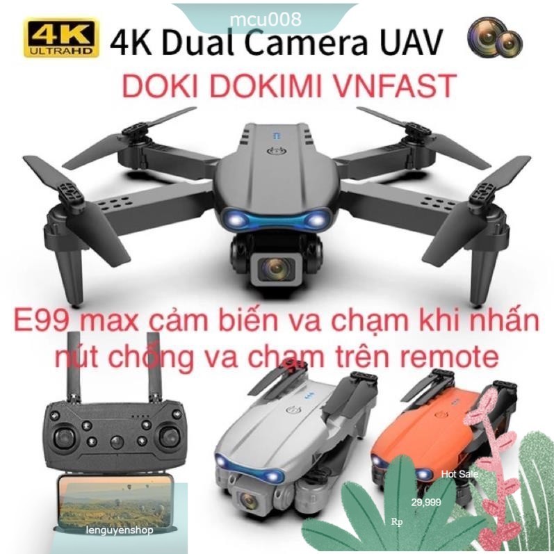 Flycam E99 Max 2022 - 2 camera - có cảm biến va chạm - flycam giá rẻ tập bay