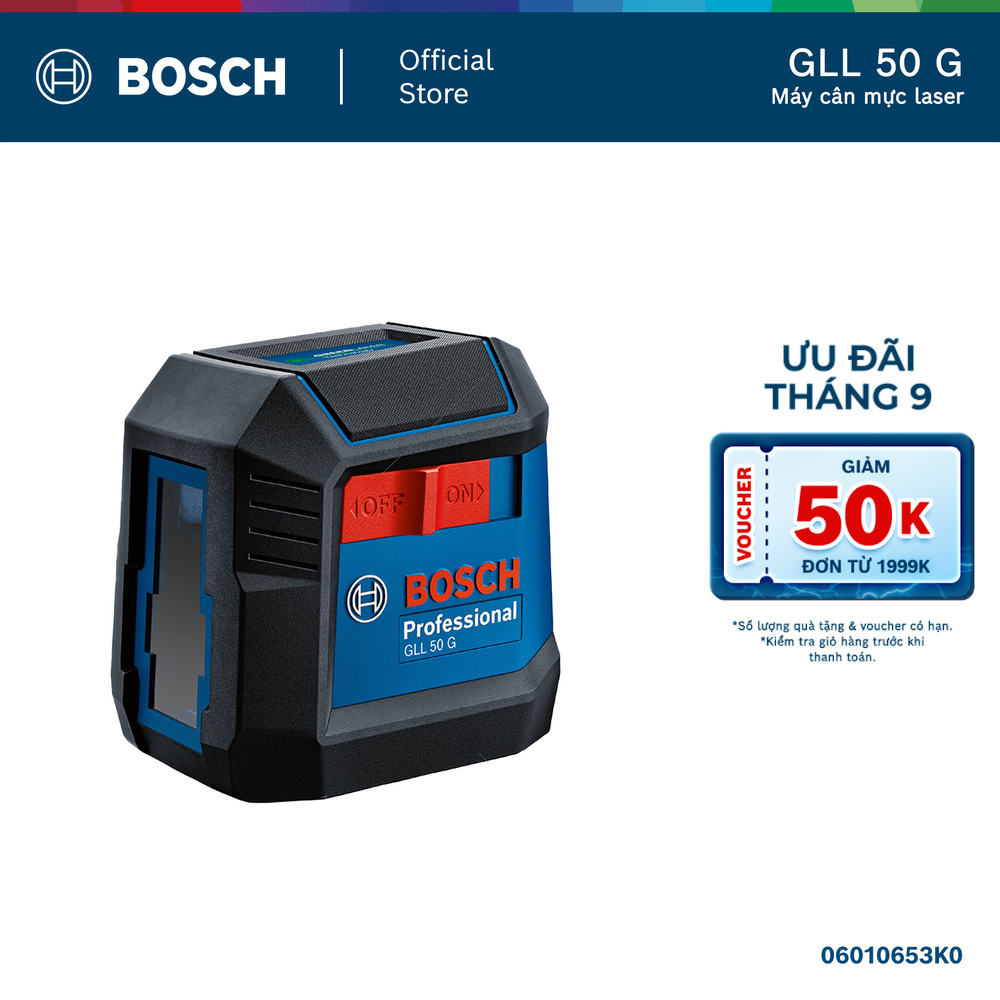 Máy cân mực laser Bosch GLL 50 G – Laser tia xanh, hiển thị rõ, chính xác cao