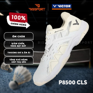 Giày Cầu Lông Victor P8500CLS Chính Hãng - Trắng Kem - Form Ôm - Bám Sàn - Chất Da PU Siêu Bền - Thoáng Khí - Ổn Định