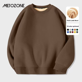  Áo Len Nam Lót Lông Cừu Dày Ấm Cổ Tròn Áo Chui Đầu Retro Top 