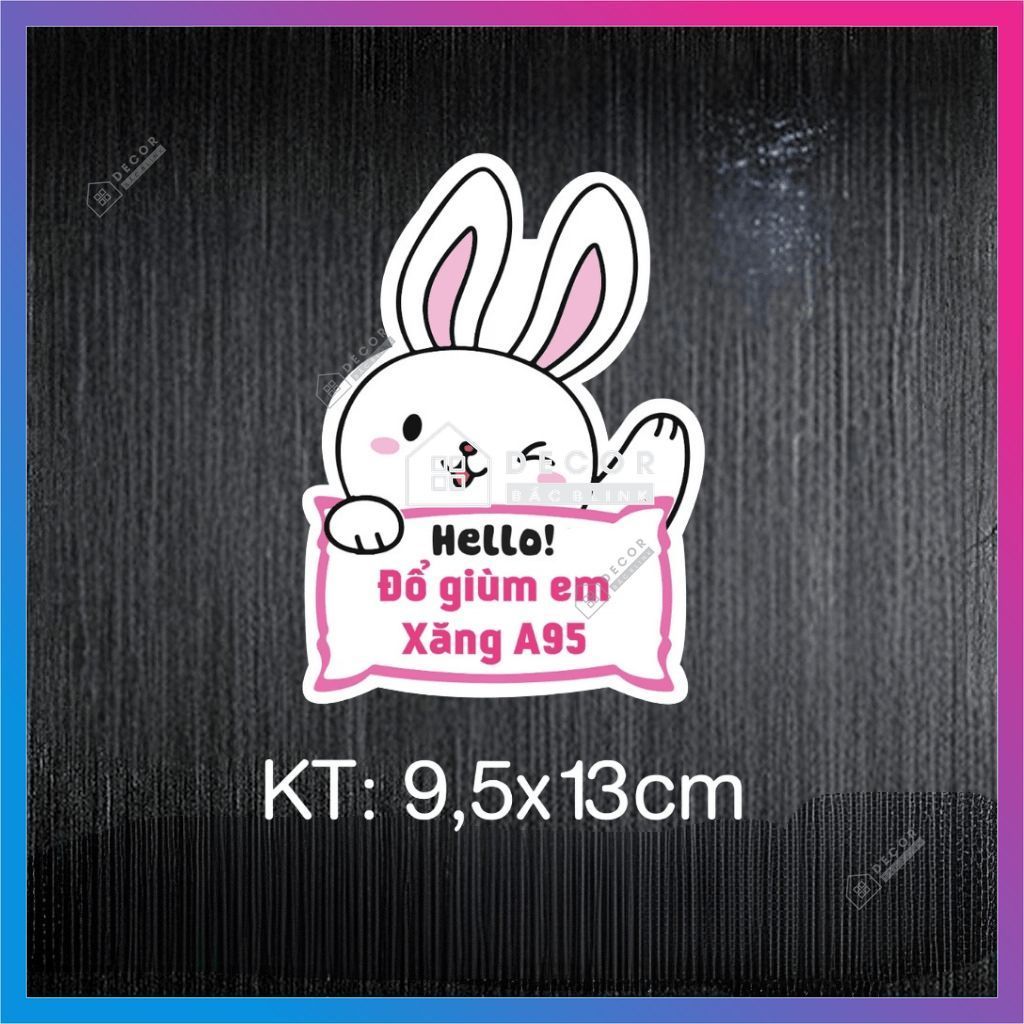 Mẫu tem decal dán ĐỔ GIÙM EM XĂNG A95, chất liệu decal chống nước