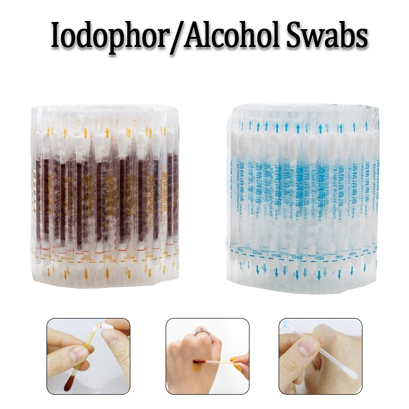 50 Cái / hộp Dùng Một Lần Iodophor Swabs Rượu Swabs Di Động Sơ Cứu Vết Thương Khử Trùng Swabs