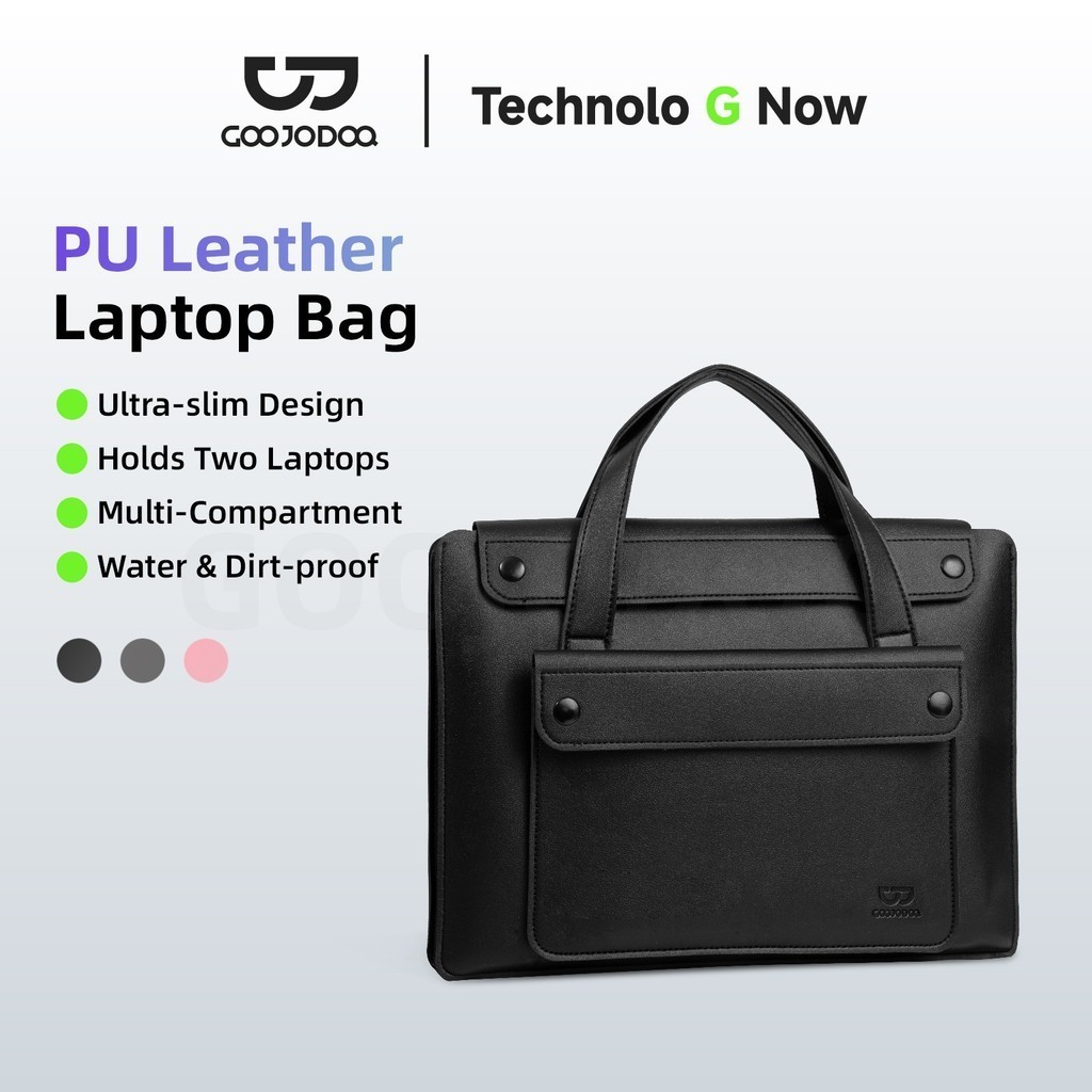 Túi xách hai lớp PU GOOJODOQ dành cho máy tính xách tay 13-16 inch Thiết kế nhiều ngăn thông minh Siêu mỏng và di động