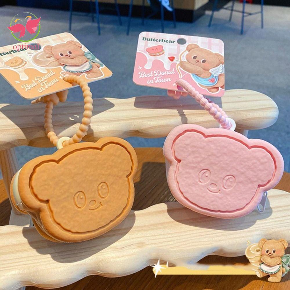 OPTIMAL LIMIT Butter Bear Móc khóa, Túi móc khóa ô tô Charm Butter Bear Silicone Ví đựng tiền xu, Tr