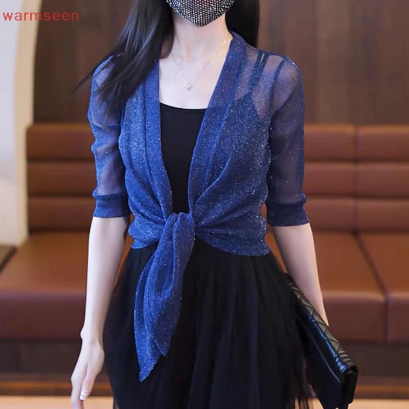 (warmseen) Áo Cưới Quấn Dài Nửa Tay Bolero Shrug Dành Cho Nữ Cardigan Áo Bolero Áo Khoác Mũi Cho Đầm